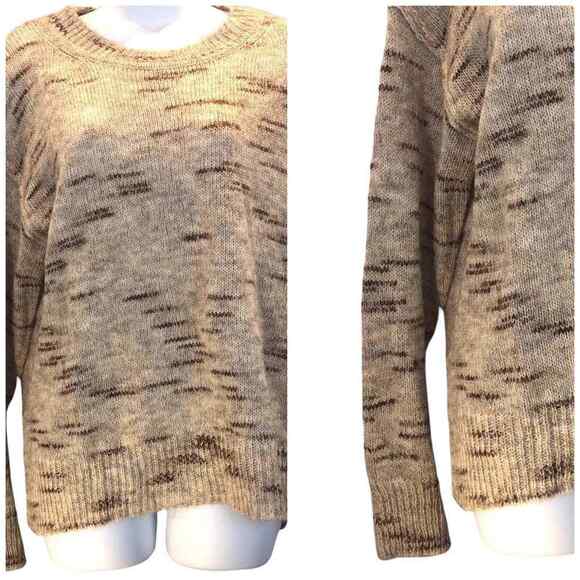 Max Studio Women’s Small Tan Brown Knit Sweater Crew Neck Long Sleeve Pullover - Picture 4 of 13